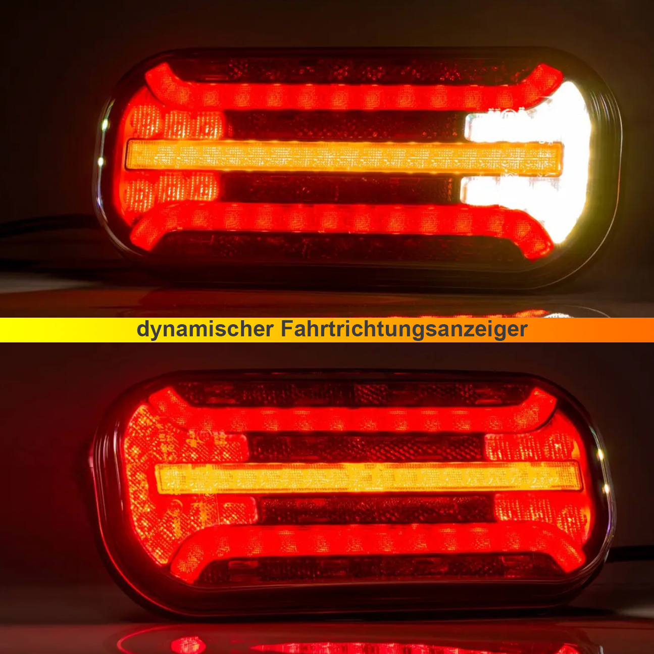 2 x Lkw LED Anhänger Dynamic Rückleuchten 4 Funktionen Leuchten